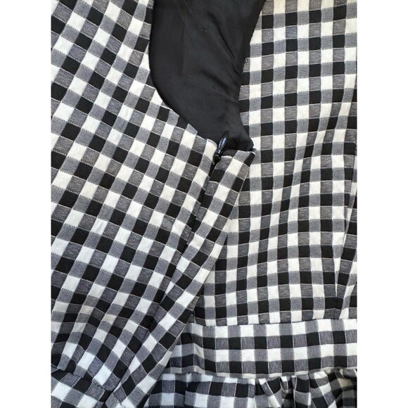 Zara Basic Women’s Black White Gingham Check Dress Size L Fit & Flare - Picture 9 of 9